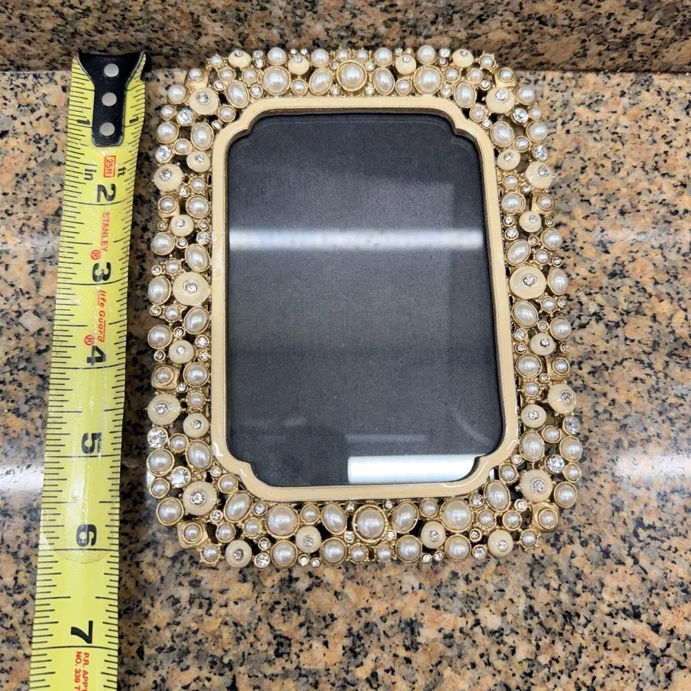 Two's Company Margrit Gold Pearl AustrianCrystal Photo Frame 3.5x5 Wedding Decor